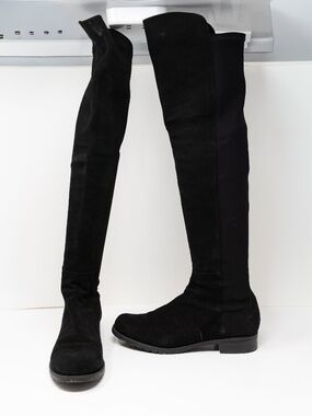Stuart Weitzman Women's 5050 Genuine Black Suede Leather Over The Knee Boots 9.5